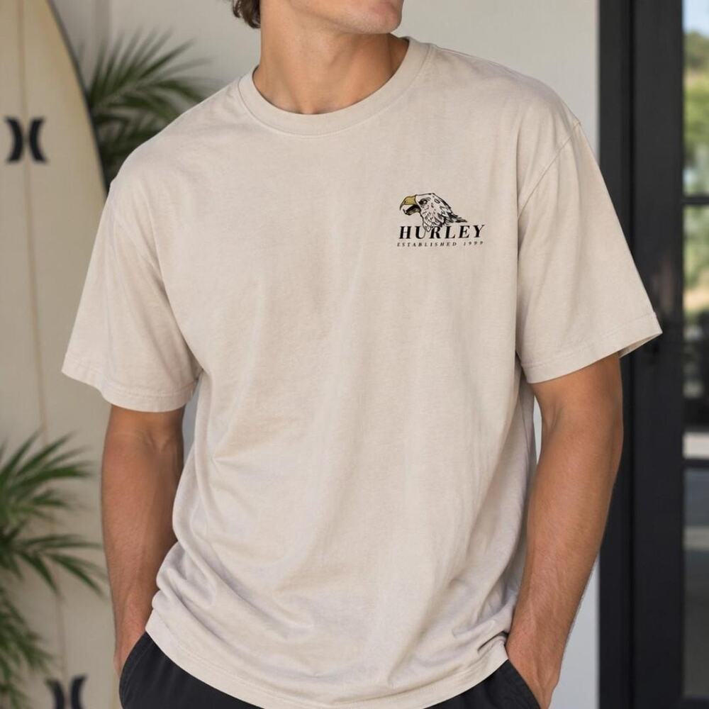 Tan hurley t shirt with eagle